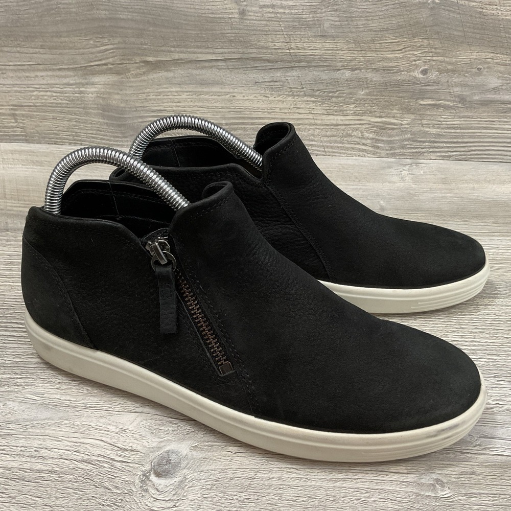 Ecco Soft 7 Low-Cut Women's Shoes Size 40 US 9-9.5 Side Ankle Zip Nubuck Leather